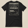 Summit Series Snowdon T-Shirt in Vintage Black, laid flat, back view of the Snowdon 1085 m data-plate print