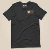 Summit Series Snowdon T-Shirt in Dark Grey, laid flat, front view with the left-chest badge