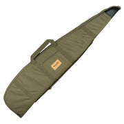 Jack Pyke Super Scope Gun Slip in olive green showing the zipped front pocket and leather badge