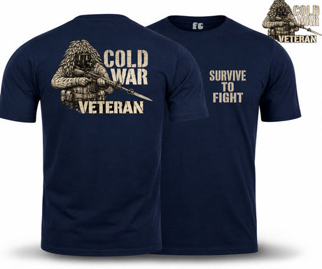 Cold War Veteran - Survive to Fight Double Print T-Shirt - Navy Blue