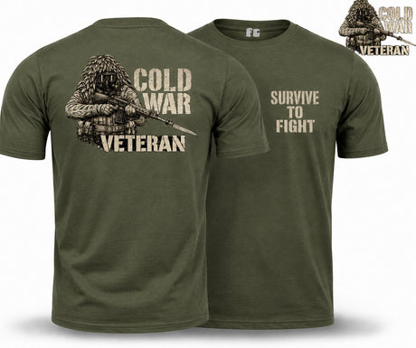 Cold War Veteran - Survive to Fight Double Print T-Shirt - Olive Green