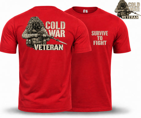 Cold War Veteran - Survive to Fight Double Print T-Shirt - Red