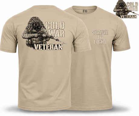 Cold War Veteran - Survive to Fight Double Print T-Shirt - Sand