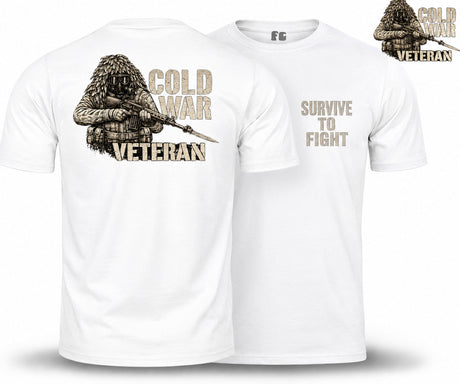 Cold War Veteran - Survive to Fight Double Print T-Shirt - White