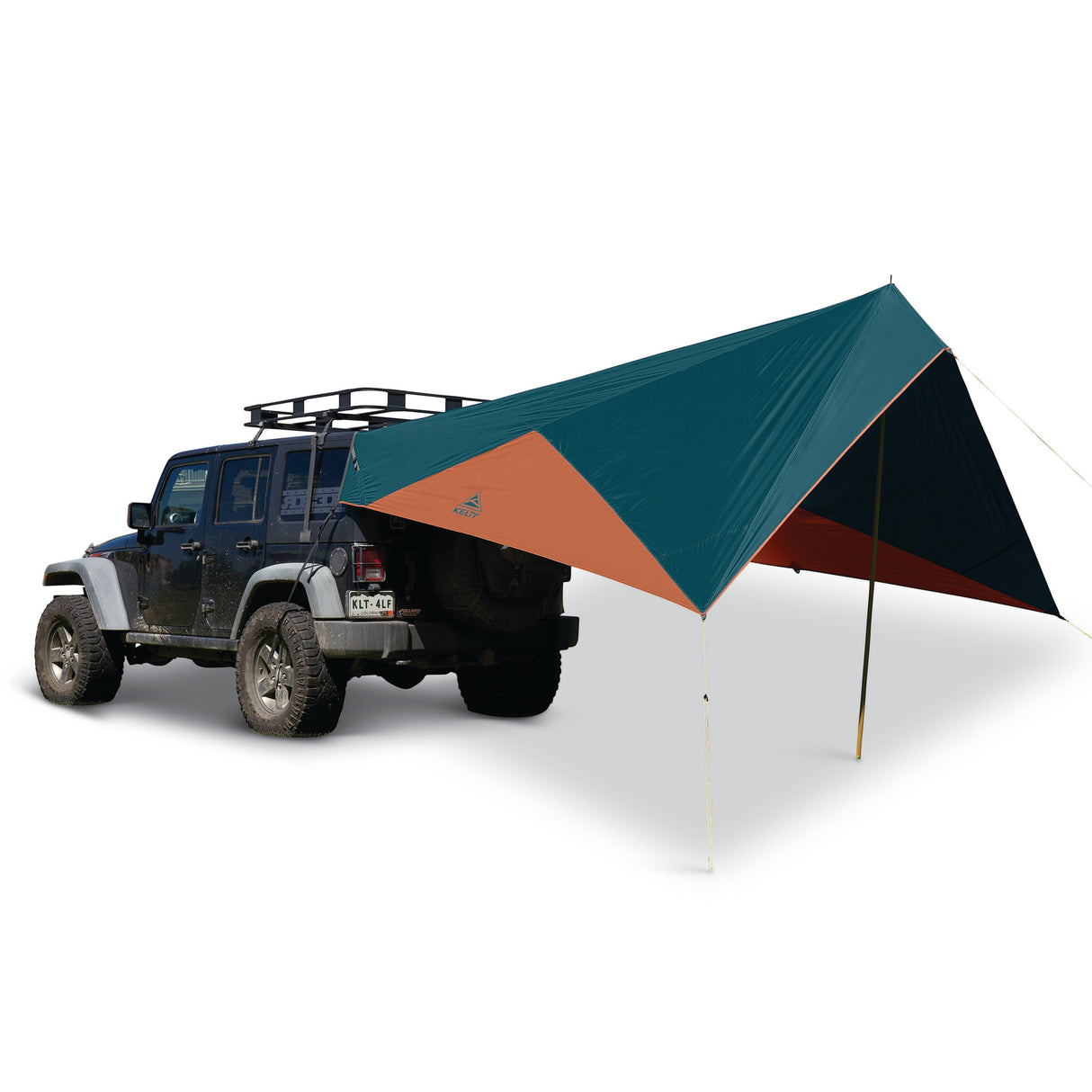 Kelty Waypoint Tarp - Reflecting Pond Gingerbread pitched off a vehicle
