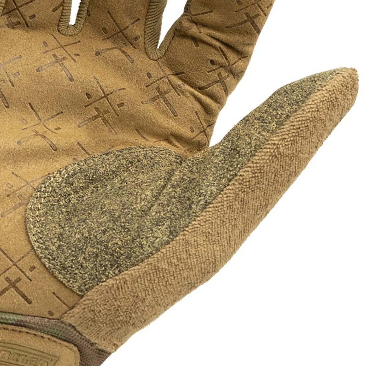 Ironclad Tactical Pro Gloves in Camo - palm view showing close up of synthetic suede grip