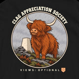 Clag Appreciation Society Double Sided T-Shirt in Black, back print close-up