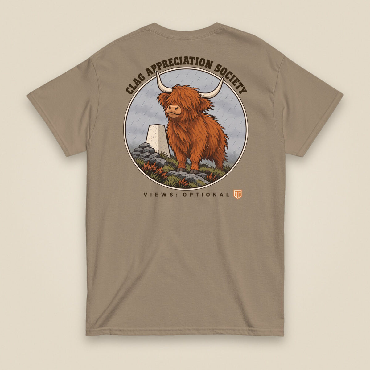 Clag Appreciation Society Double Sided T-Shirt in Brown Savana, back view