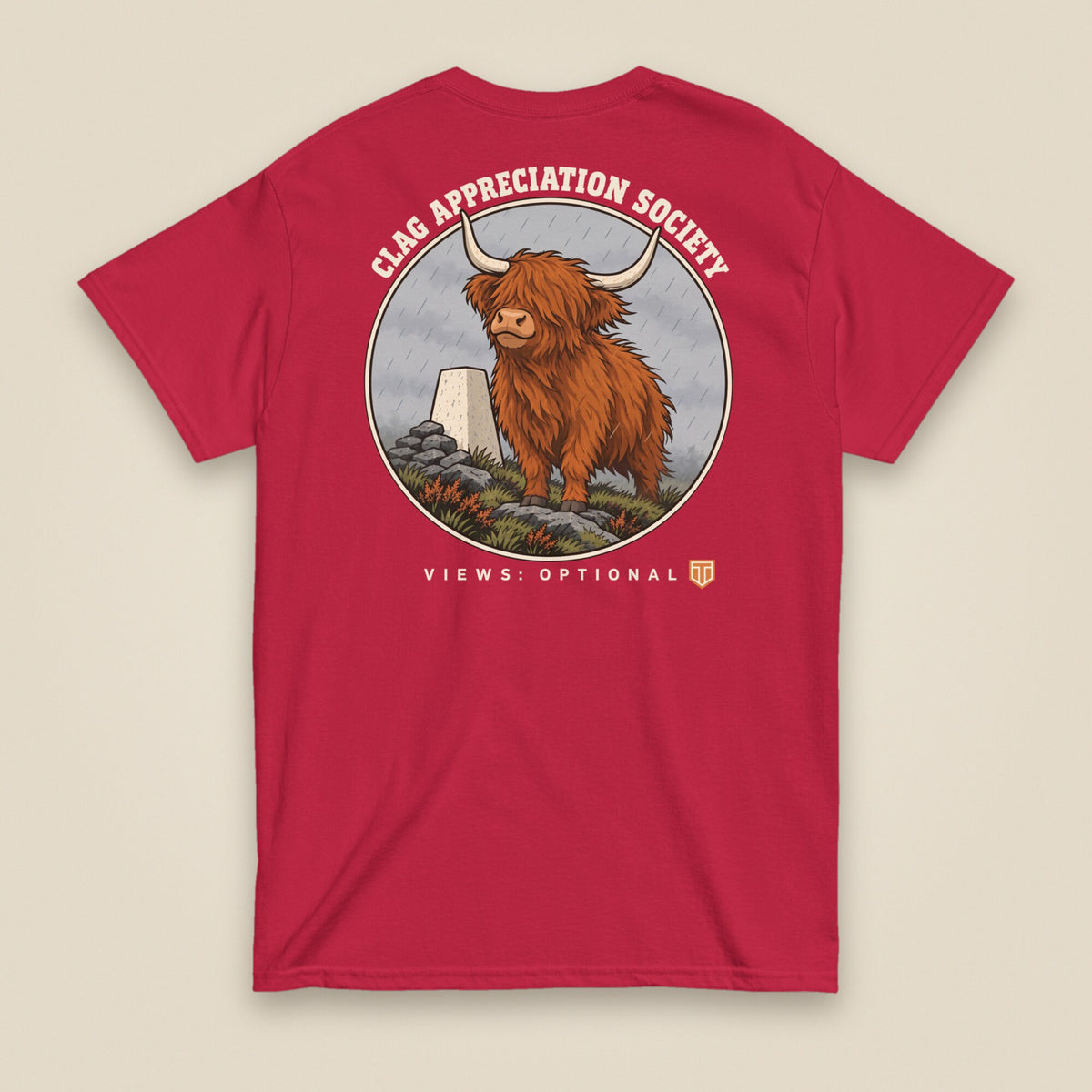 Clag Appreciation Society Double Sided T-Shirt in Cardinal, back view