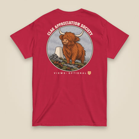 Clag Appreciation Society Double Sided T-Shirt in Cardinal, back view