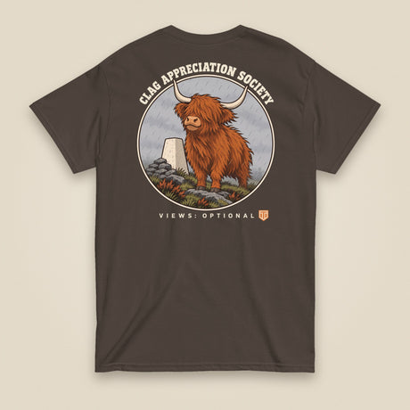 Clag Appreciation Society Double Sided T-Shirt in Dark Chocolate, back view