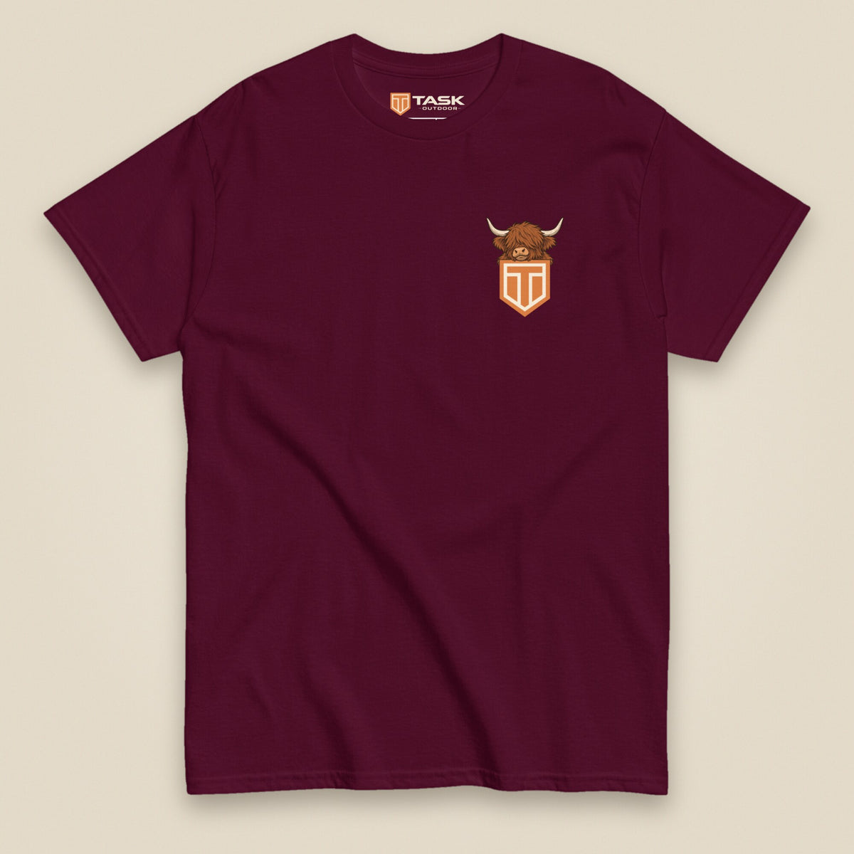 Clag Appreciation Society Double Sided T-Shirt in Maroon, front view