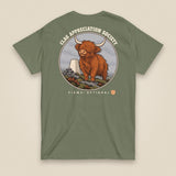 Clag Appreciation Society Double Sided T-Shirt in Military Green, back view