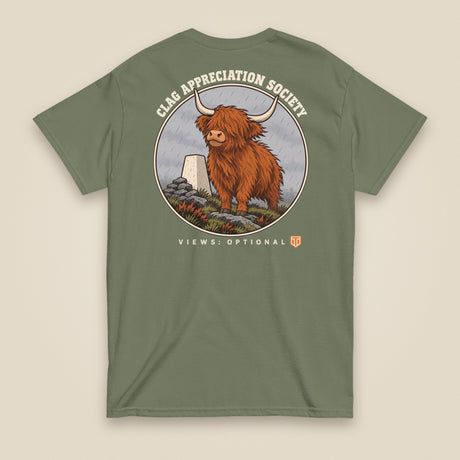Clag Appreciation Society Double Sided T-Shirt in Military Green, back view