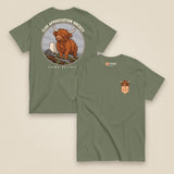 Clag Appreciation Society Double Sided T-Shirt in Military Green, front and back view