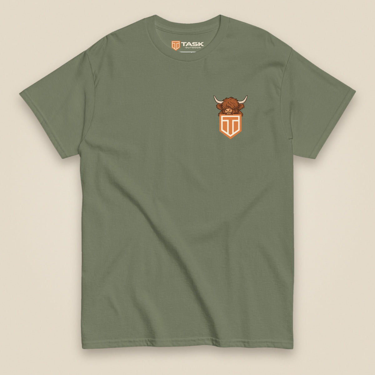 Clag Appreciation Society Double Sided T-Shirt in Military Green, front view