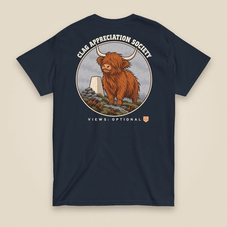 Clag Appreciation Society Double Sided T-Shirt in Navy, back view