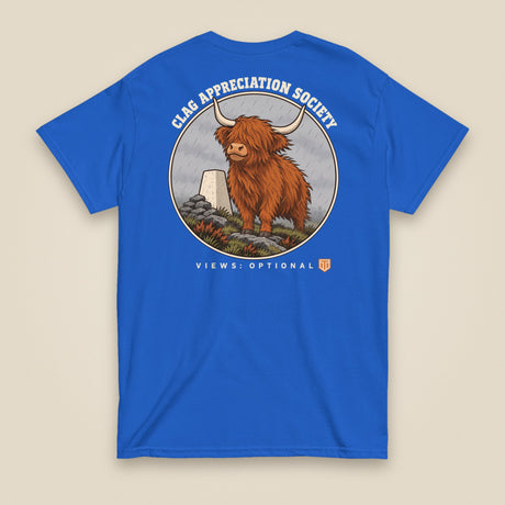 Clag Appreciation Society Double Sided T-Shirt in Royal, back view