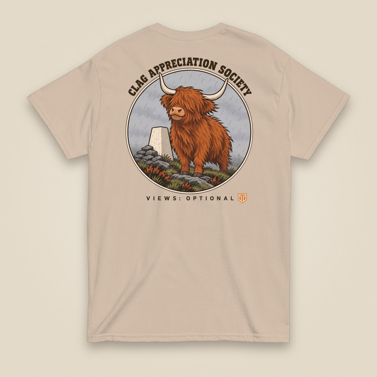 Clag Appreciation Society Double Sided T-Shirt in Sand, back view