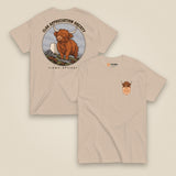 Clag Appreciation Society Double Sided T-Shirt in Sand, front and back view
