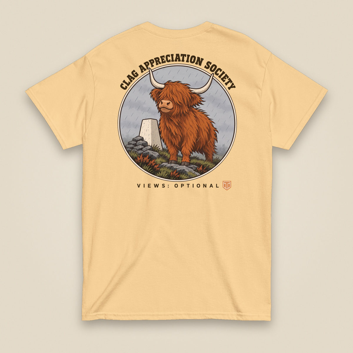 Clag Appreciation Society Double Sided T-Shirt in Yellow Haze, back view