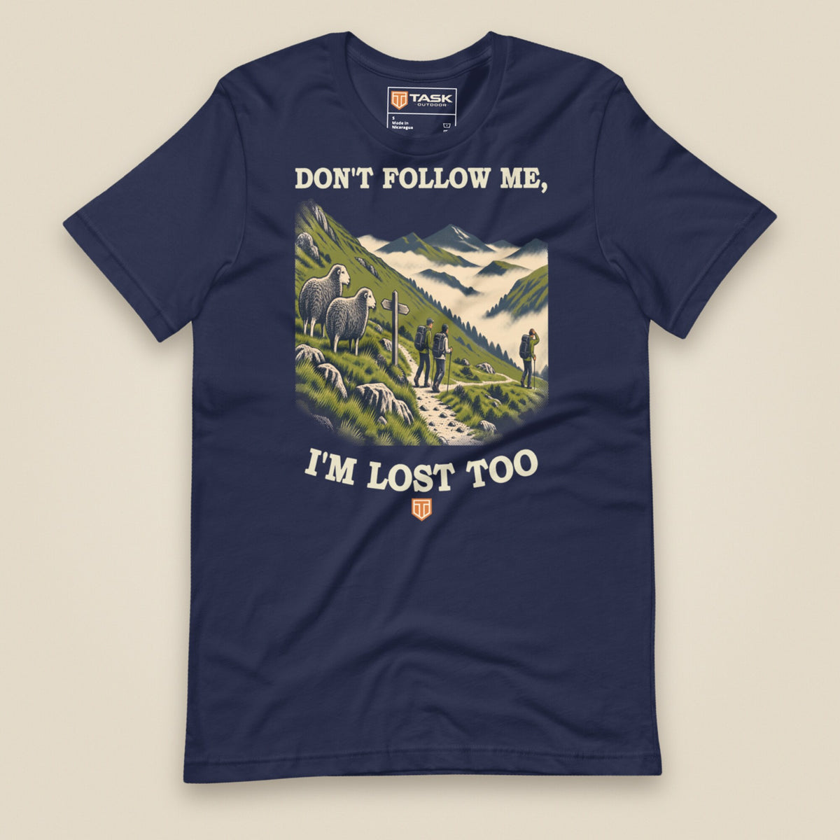 Don't Follow Me, I'm Lost Too Unisex T-Shirt in Navy, front view