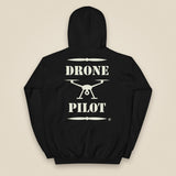 Drone Pilot Heavy Blend Back Print Hoodie in Black, back view