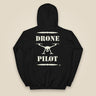 Drone Pilot Heavy Blend Back Print Hoodie in Black, back view