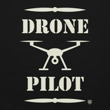 Drone Pilot Heavy Blend Back Print Hoodie in Black, back print close-up