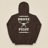 Drone Pilot Heavy Blend Back Print Hoodie in Dark Chocolate, back view