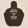 Drone Pilot Heavy Blend Back Print Hoodie in Dark Chocolate, back view