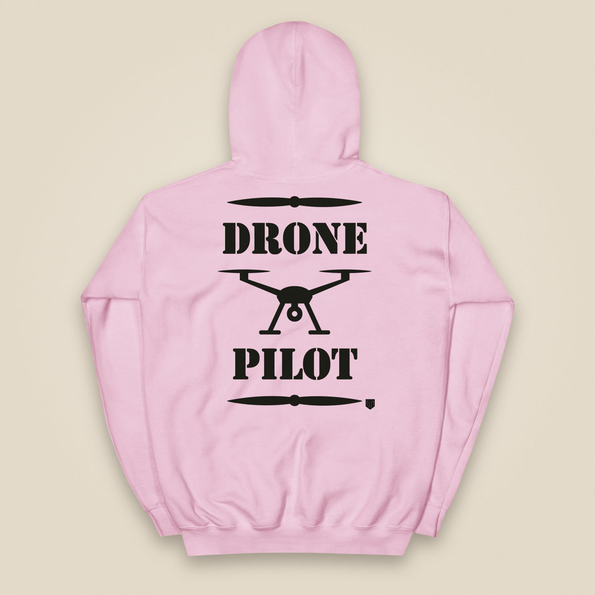 Drone Pilot Heavy Blend Back Print Hoodie in Light Pink, back view
