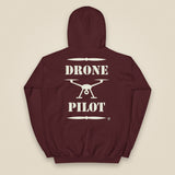 Drone Pilot Heavy Blend Back Print Hoodie in Maroon, back view