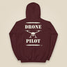 Drone Pilot Heavy Blend Back Print Hoodie in Maroon, back view