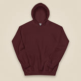 Drone Pilot Heavy Blend Back Print Hoodie in Maroon, front view
