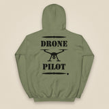 Drone Pilot Heavy Blend Back Print Hoodie in Military Green, back view