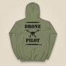Drone Pilot Heavy Blend Back Print Hoodie in Military Green, back view