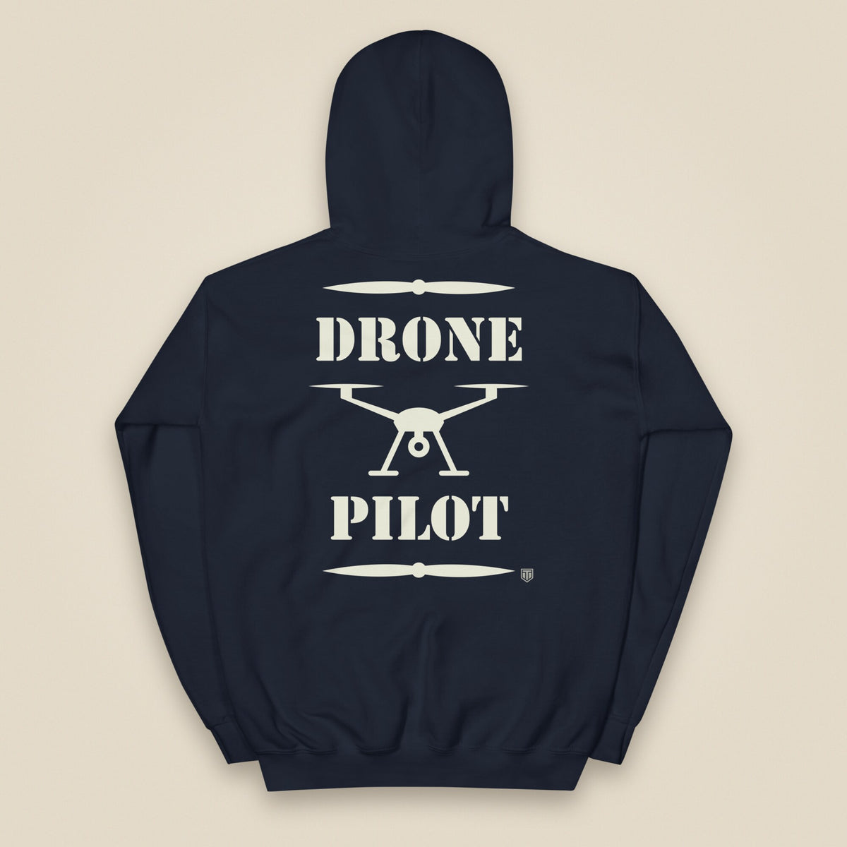 Drone Pilot Heavy Blend Back Print Hoodie in Navy, back view