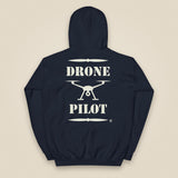 Drone Pilot Heavy Blend Back Print Hoodie in Navy, back view