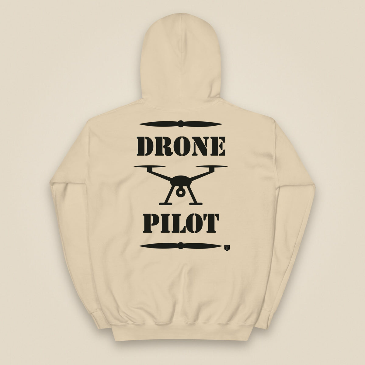 Drone Pilot Heavy Blend Back Print Hoodie in Sand, back view