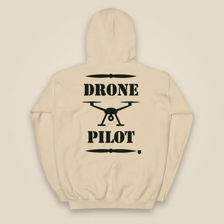 Drone Pilot Heavy Blend Back Print Hoodie in Sand, back view
