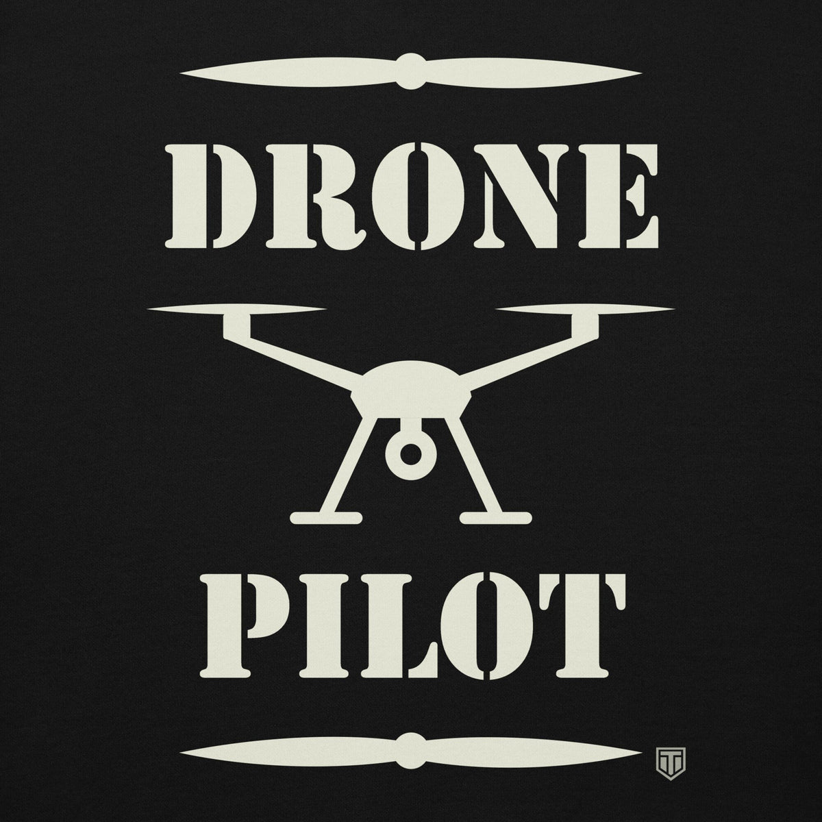 Drone Pilot Unisex Hoodie in Black, back print close-up