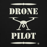 Drone Pilot Unisex Hoodie in Black, back print close-up