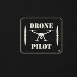 Drone Pilot Unisex Hoodie in Black, chest print close-up