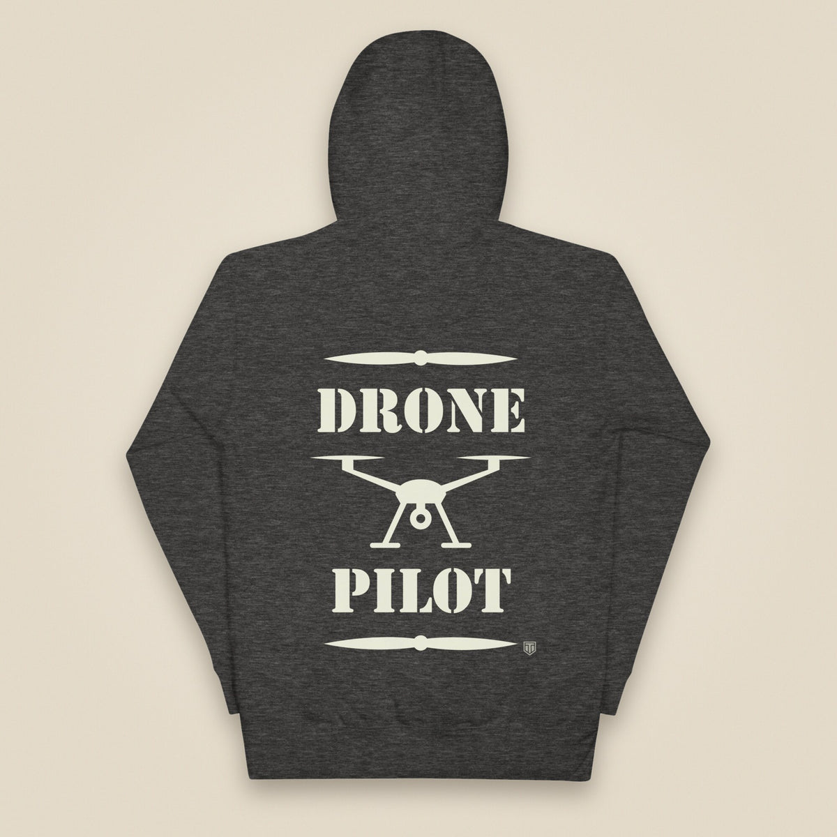 Drone Pilot Unisex Hoodie in Charcoal Heather, back view