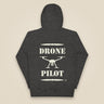 Drone Pilot Unisex Hoodie in Charcoal Heather, back view