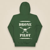 Drone Pilot Unisex Hoodie in Forest Green, back view