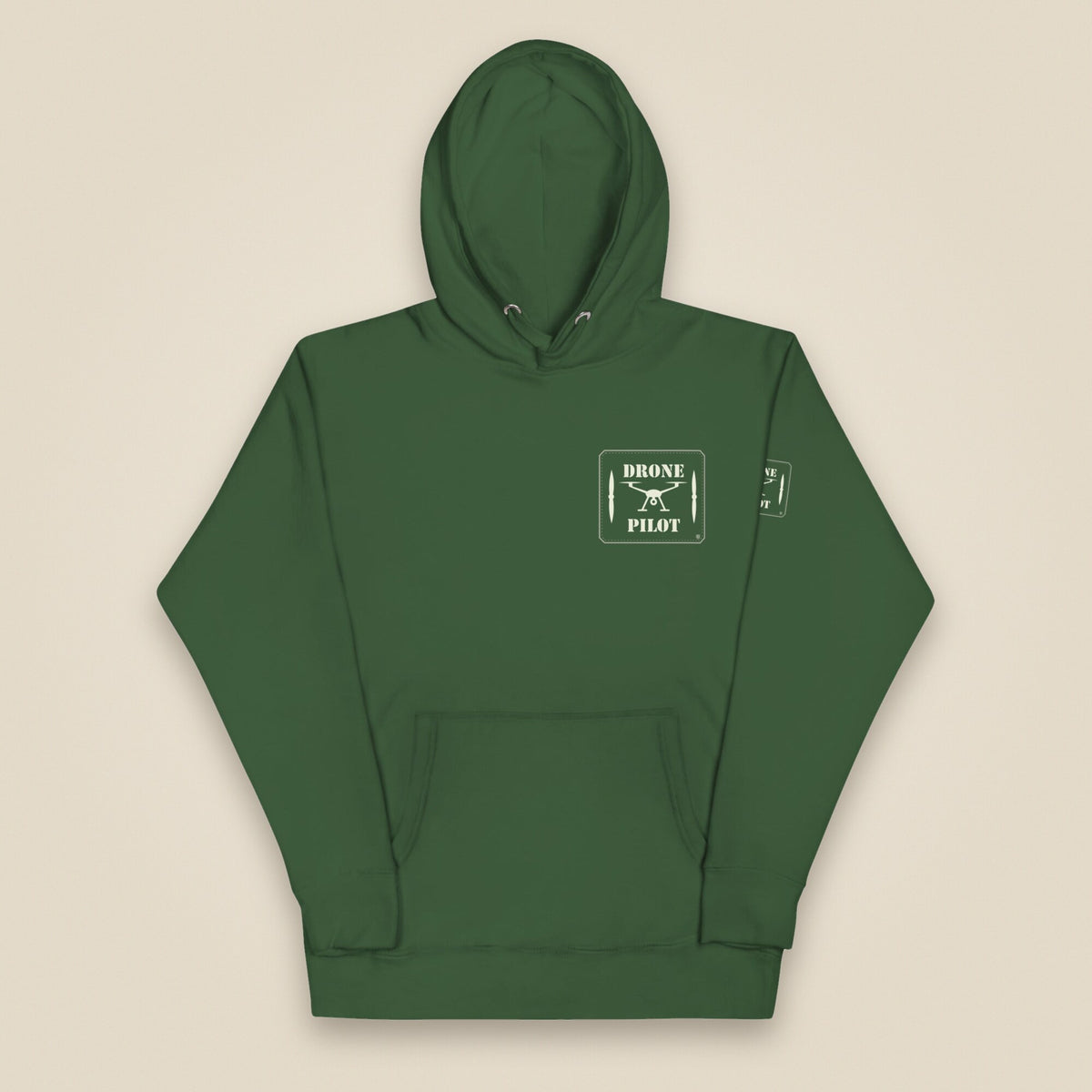 Drone Pilot Unisex Hoodie in Forest Green, front view