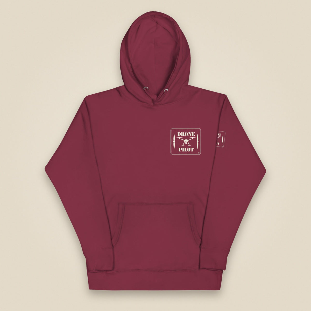 Drone Pilot Unisex Hoodie in Maroon, front view