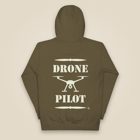 Drone Pilot Unisex Hoodie in Military Green, back view